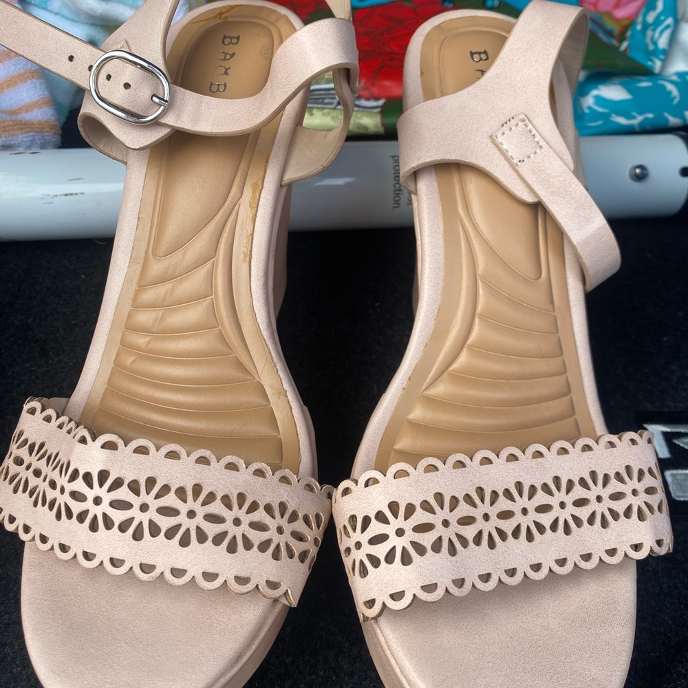 Charlotte Russe Cream Floral Cutout Sandals